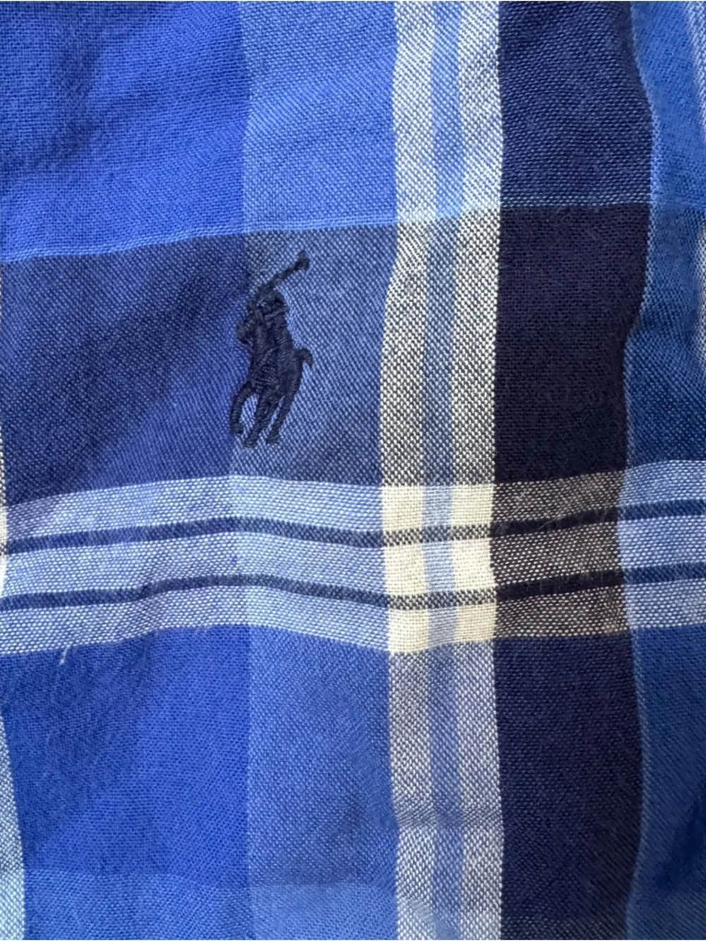 Ralph Lauren Boys Blue Plaid Button Down Shirt, Size M (10-12)